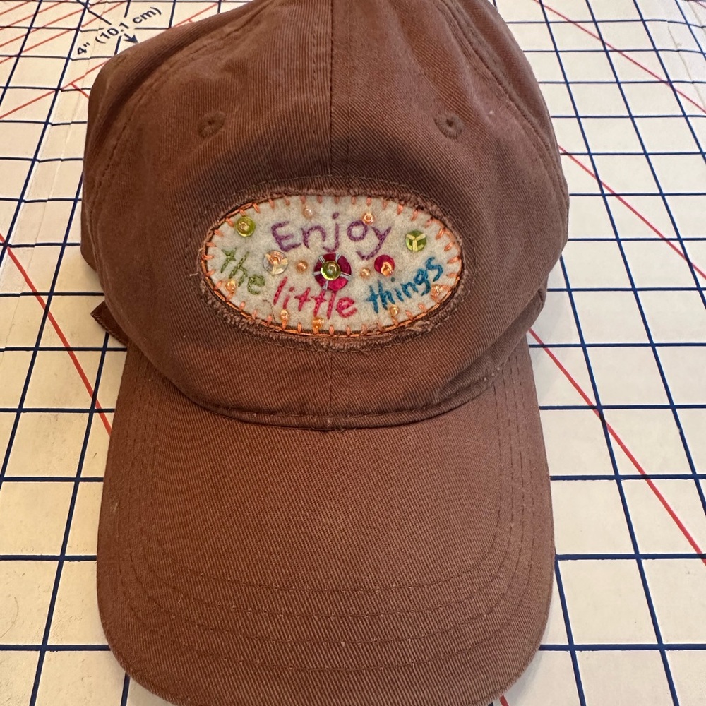 Enjoy the Little Things Embroidered Brown Baseball Cap